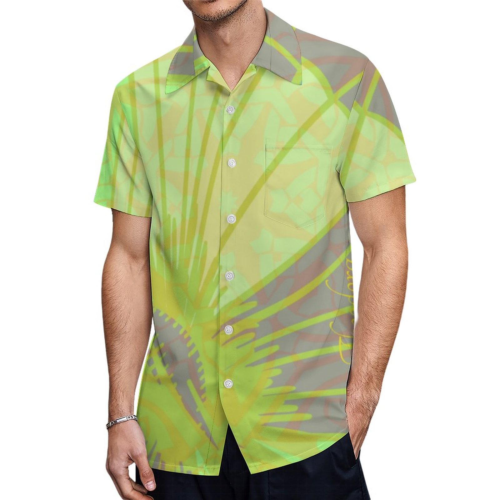 Classic Gold Butterfly Pistachio Violet Hawaiian Shirt Mens Button Down Plus Size Tropical Hawaii Beach Shirts