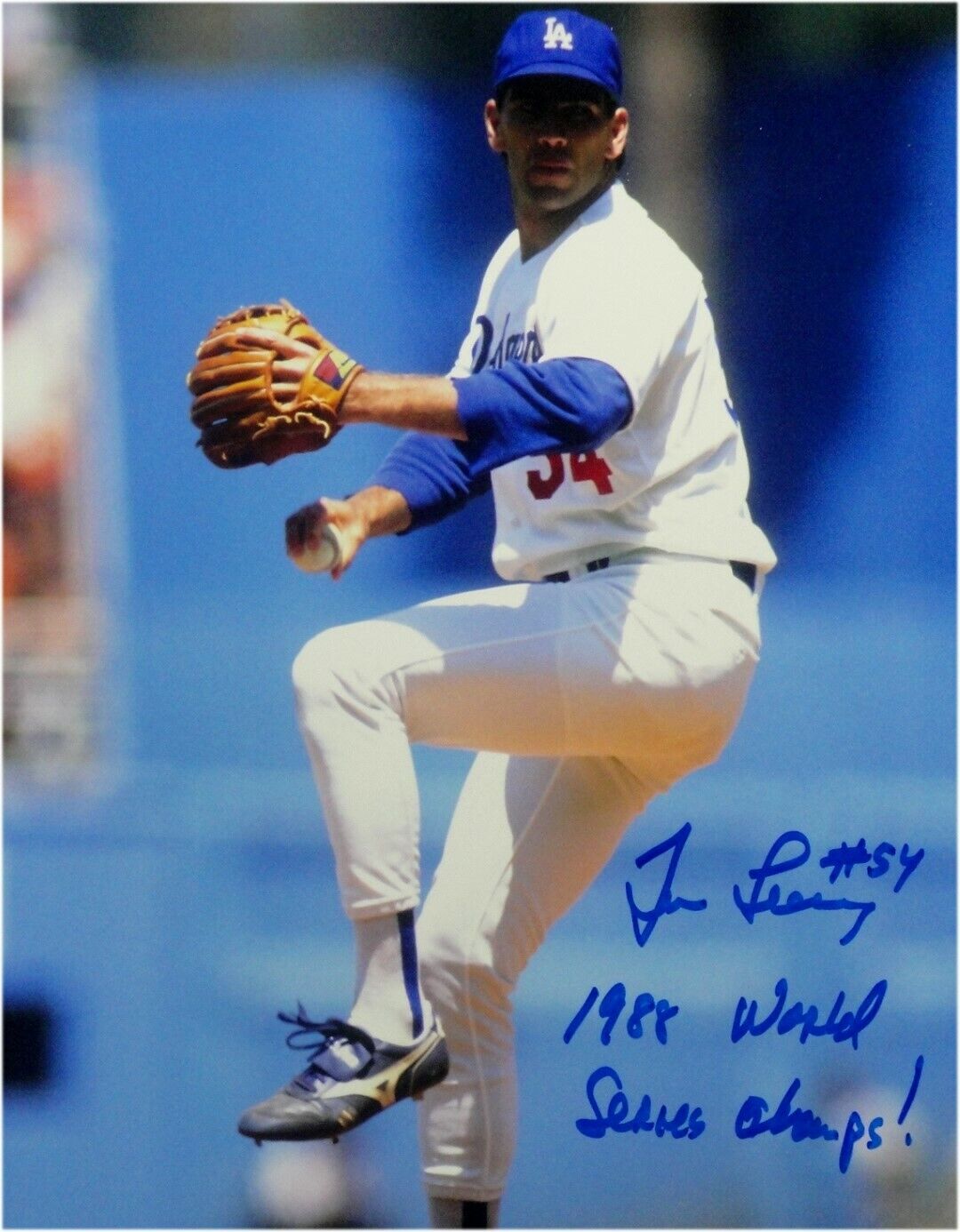 Tim Leary Signed 8X10 Photo Poster painting 88 - WS Champs Autograph LA Dodgers Auto 1988 WS