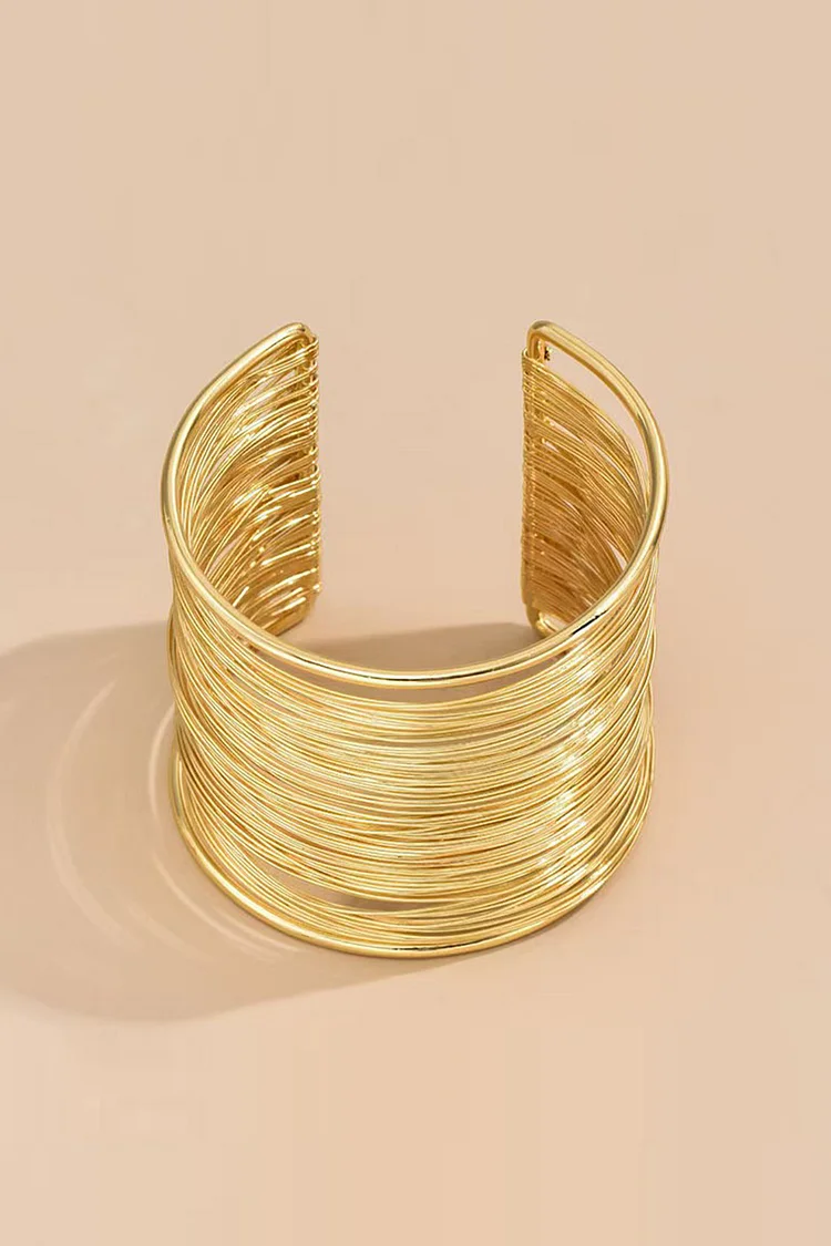 Metallic Sheen Multi-Layered Wire Armlet Adjustable Cuff Bracelet 2024 - Xpluswear