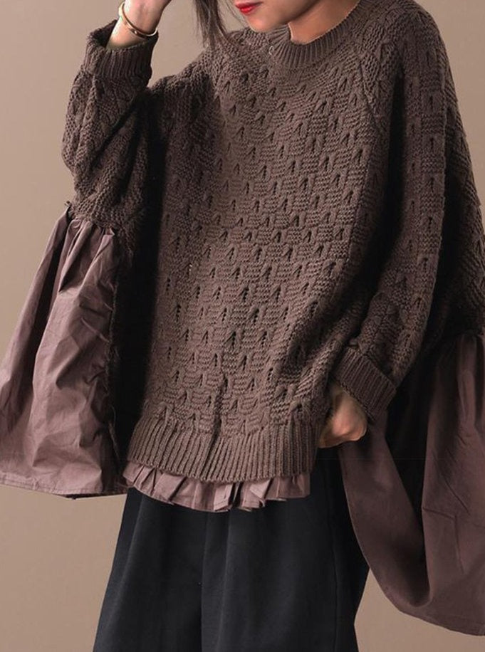 Knit Casual Solid Sweater Blouse