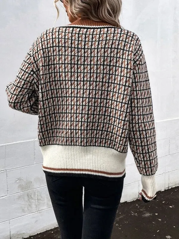 Retro Print Long Sleeve Sweater