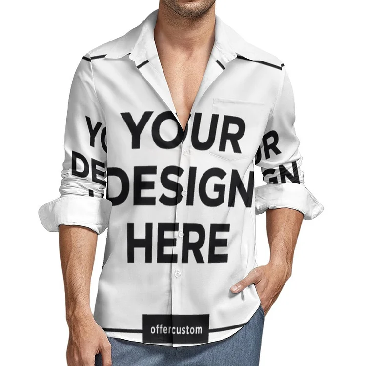 Personalized Design  Men's Casual Long-Sleeved Shirt with Single Pocket LS  Single Image | 135g Dense Premium Four-Way Stretch Fabric