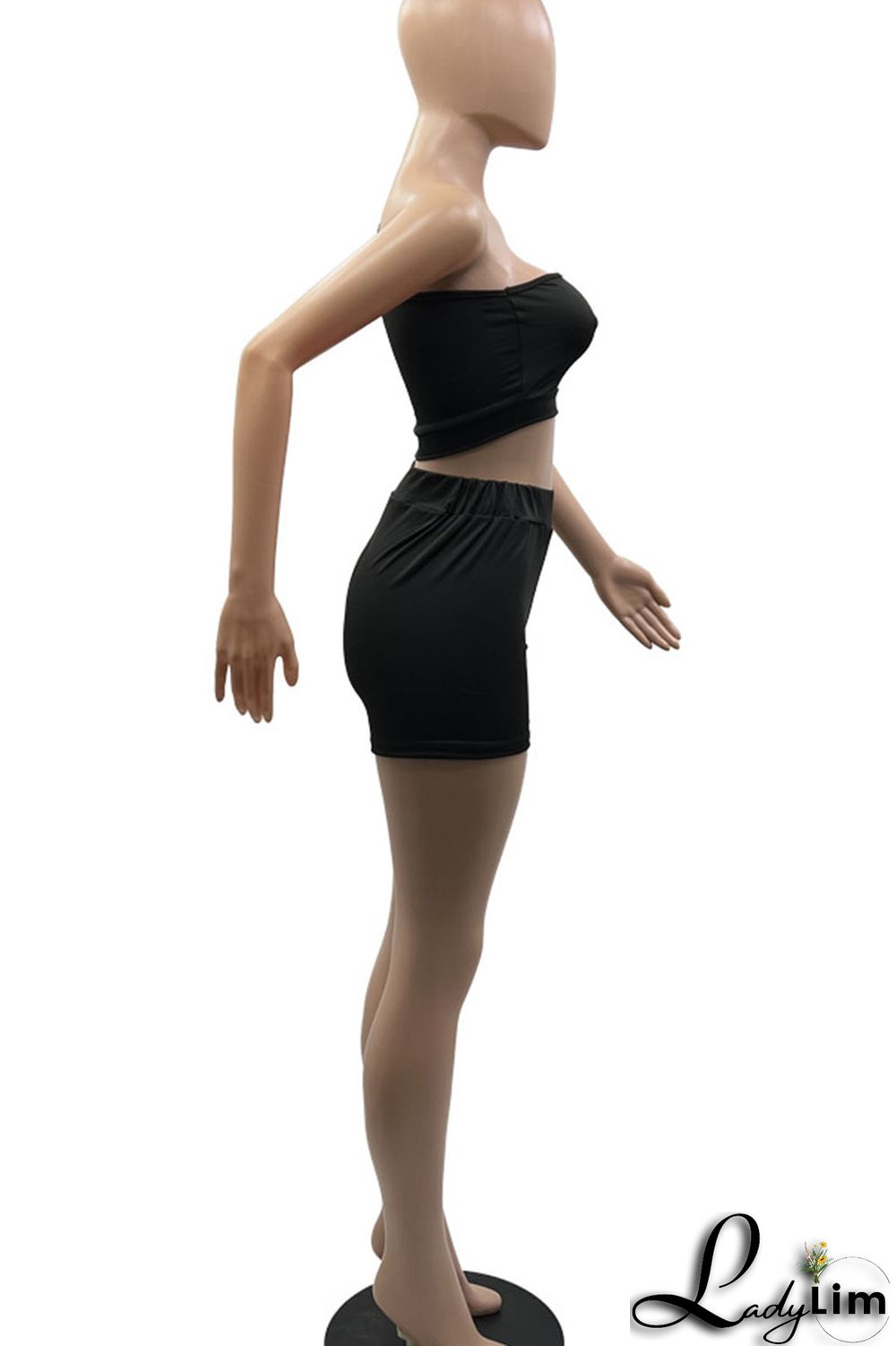 Red Sexy Solid Split Joint Asymmetrical Collar Two Pieces