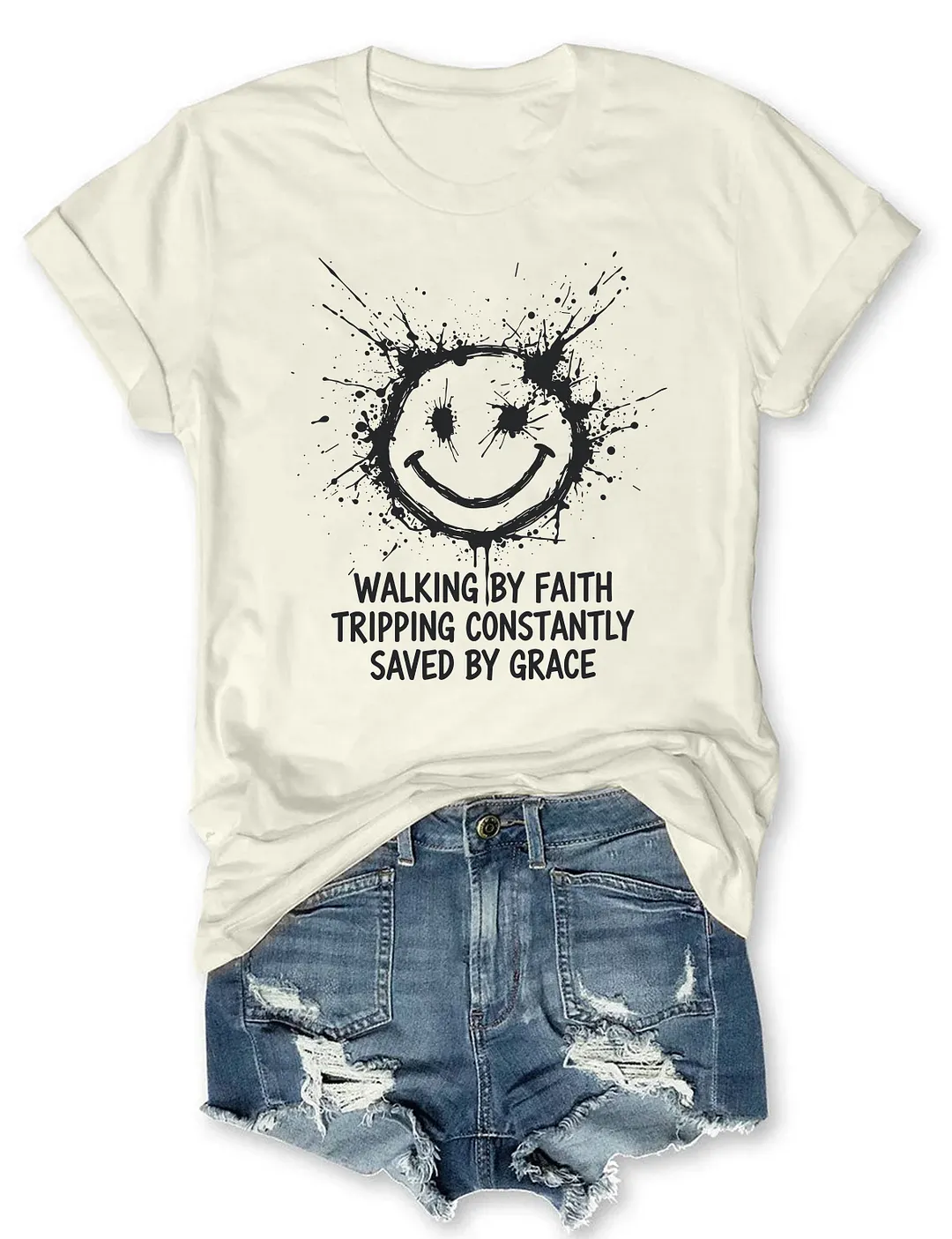 Walking By Faith Tripping Constantly Saved By Grace T-shirt
