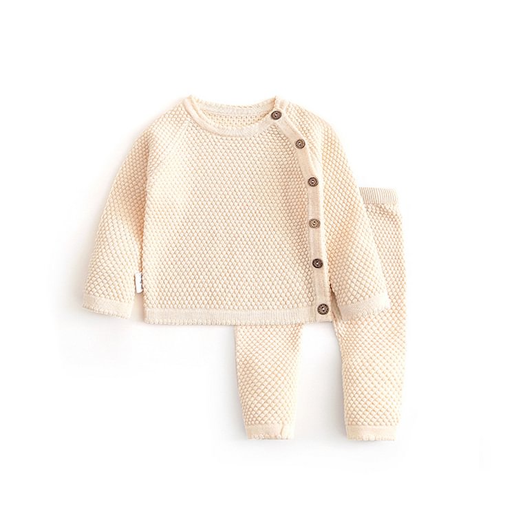 Baby Solid Color Sweater & Pants Set
