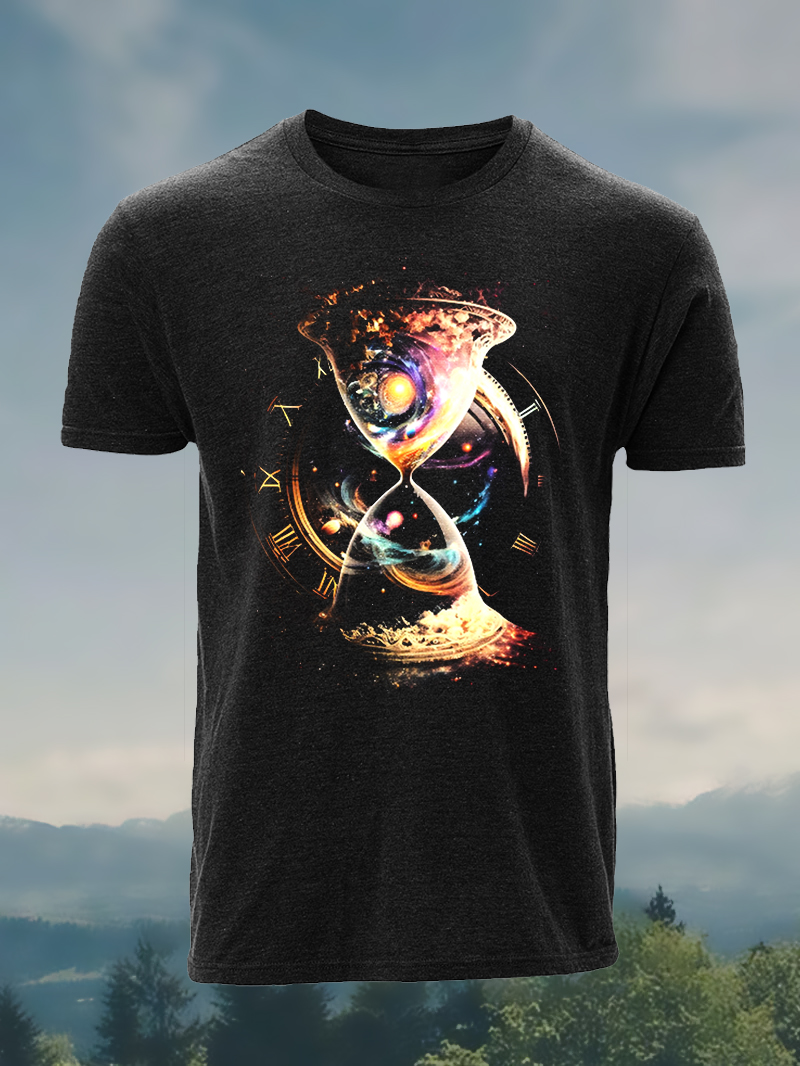 Universe of Time Hourglass Print Short Sleeve T-Shirt