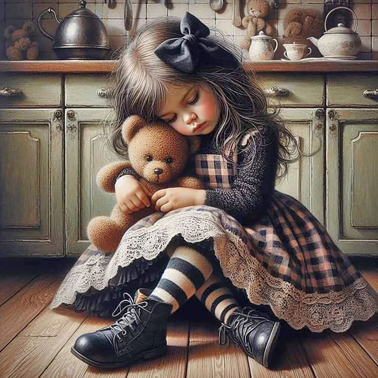 Cute Girl 40*40CM (Canvas) Full Round Drill Diamond Painting gbfke
