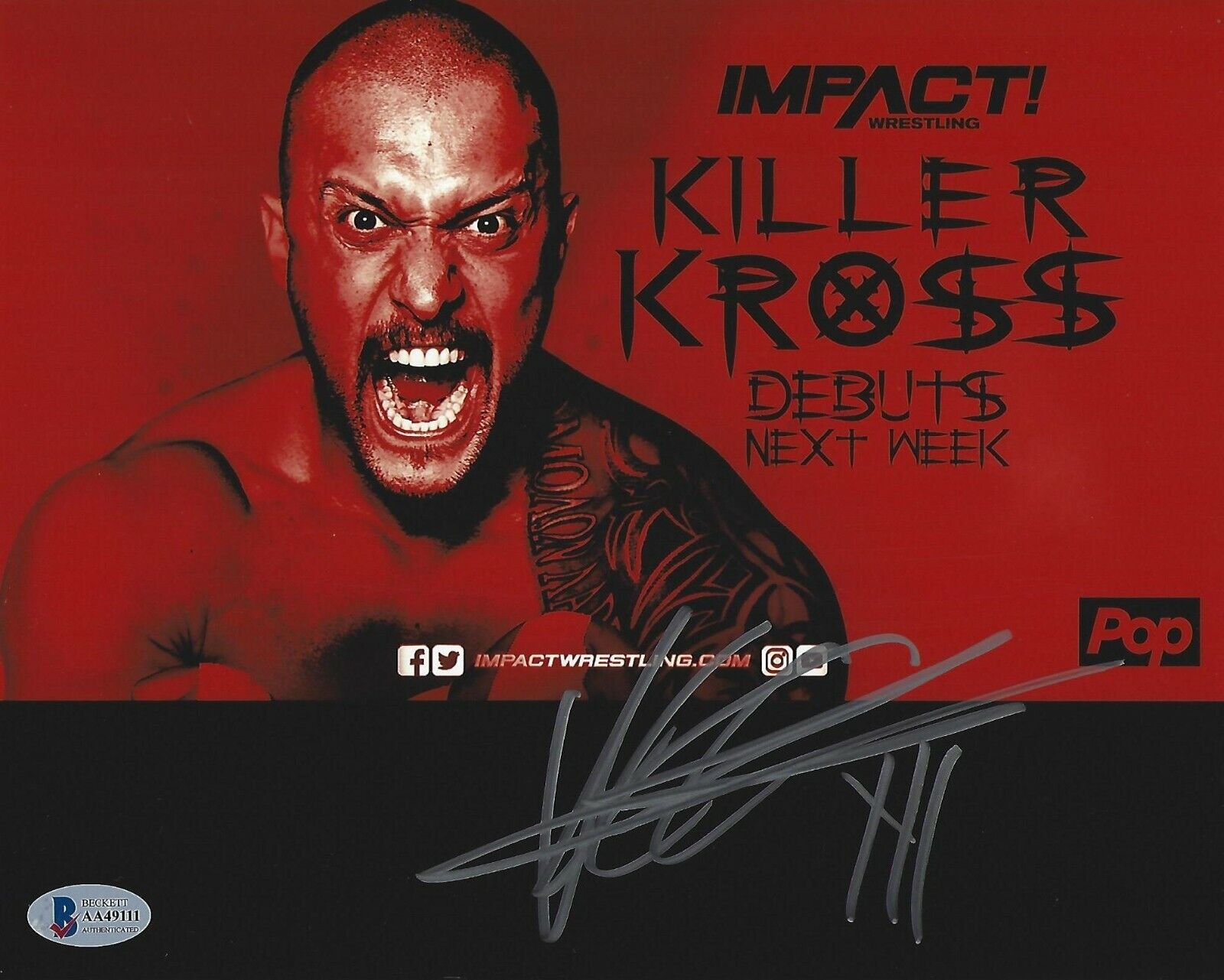 Killer Kevin Karrion Kross Signed 8x10 Photo Poster painting BAS COA WWE NXT Impact Autograph 11