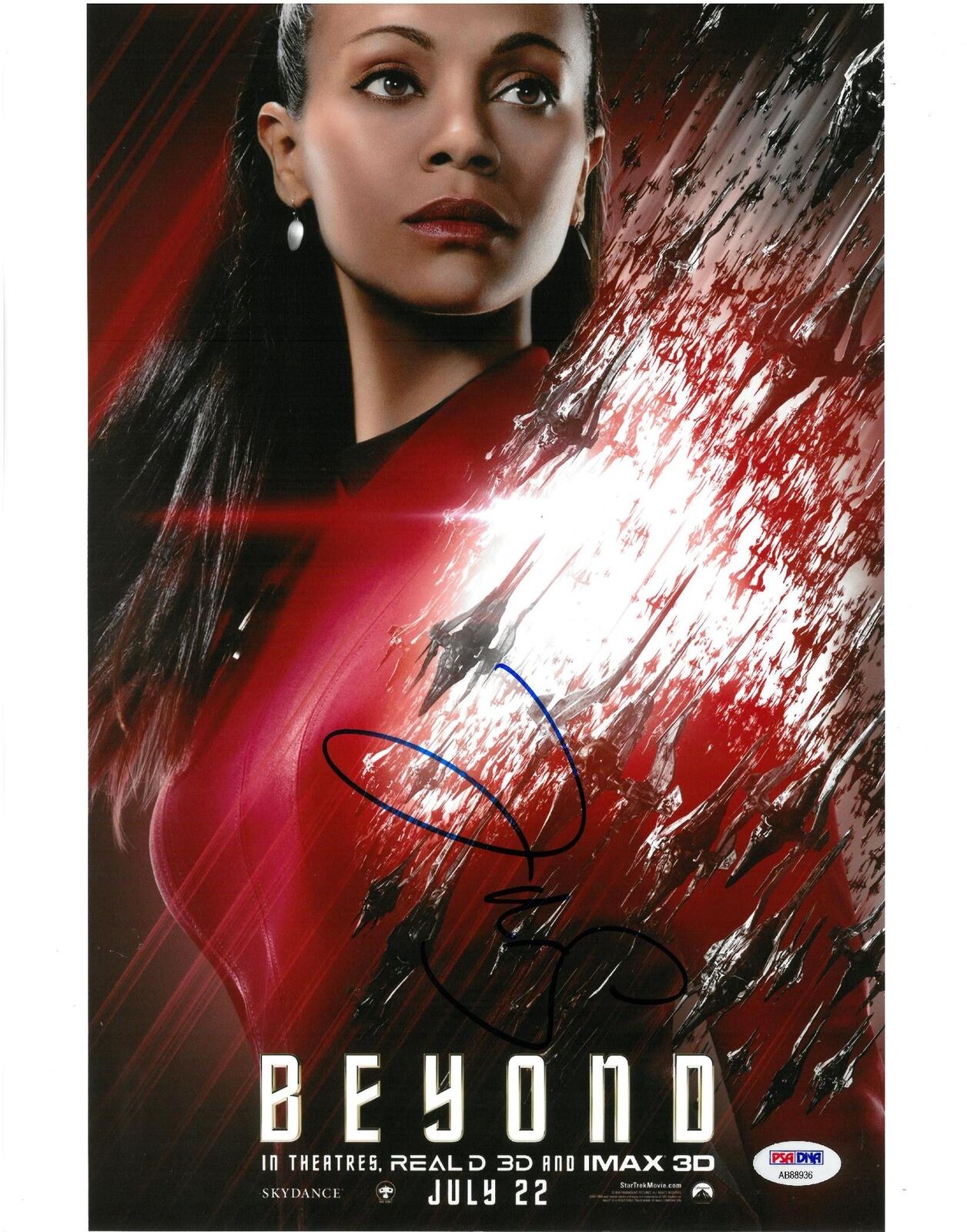 Zoe Saldana Signed Star Trek Beyond Autographed 11x14 Photo Poster painting PSA/DNA #AB88936