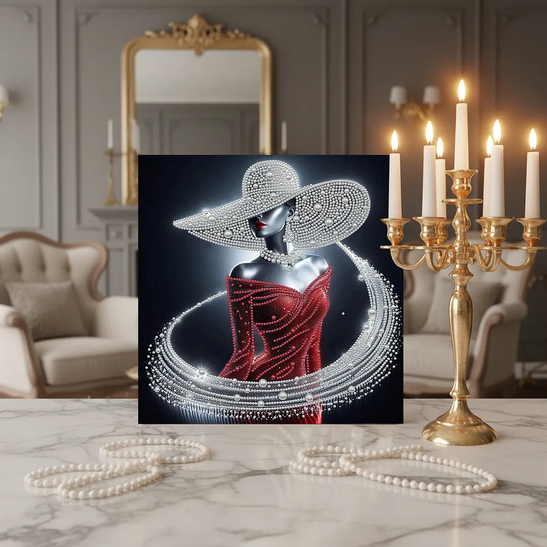 Elegant Lady - DIY Pearl Diamond Art Kit With Frame 30*30cm