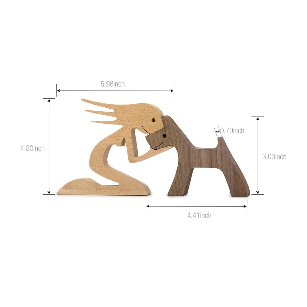 Adornos de madera Wooden Dog Craft Figurine Home Office Table Ornament Easter Decoration Love Dog Pet Lover Gifts oficina OEM 515-3