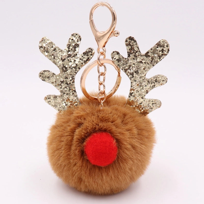 Cute Artistic Antlers Imitate Rex Rabbit Fur Women’s Keychain