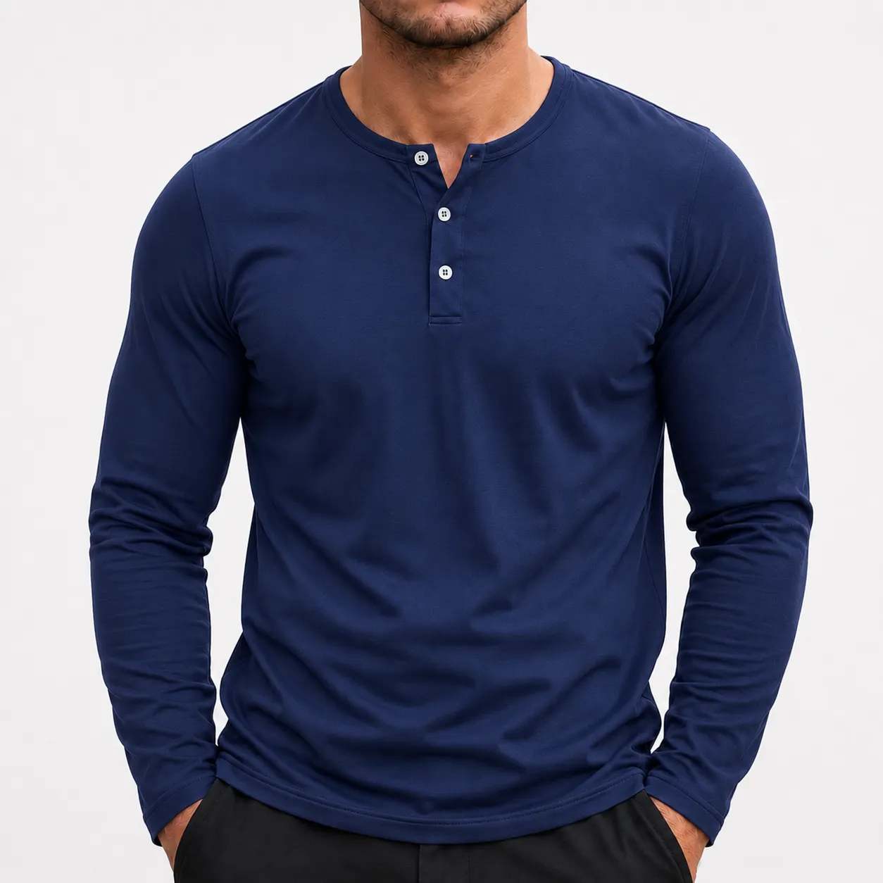 Blue Bleamme Henley long sleeve shirt