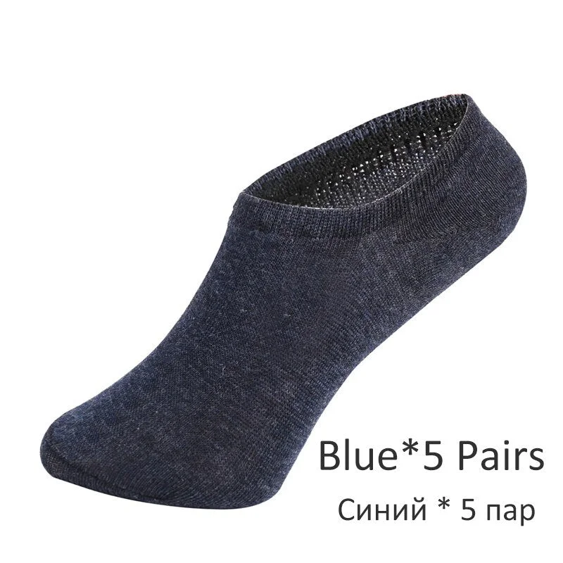 FINETOO 5Pairs/set Sports Men Sock Spring Summer Casual Solid Color Boat Socks Breathable Cotton Ankle Socks Thin Style Sock Men