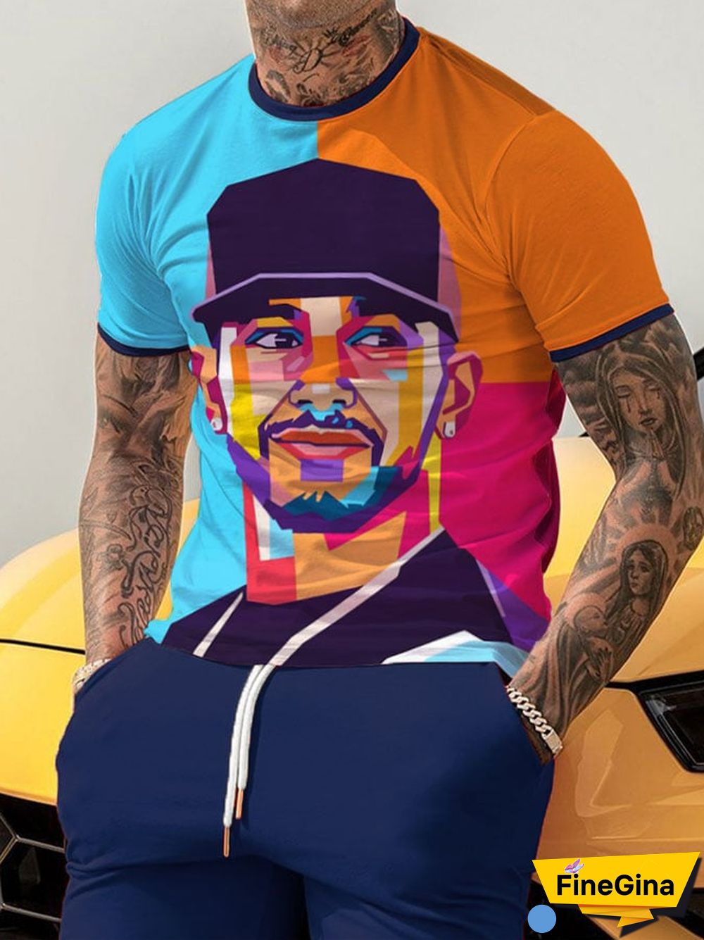 Men's Racing Driver Print Short Sleeve T-Shirt