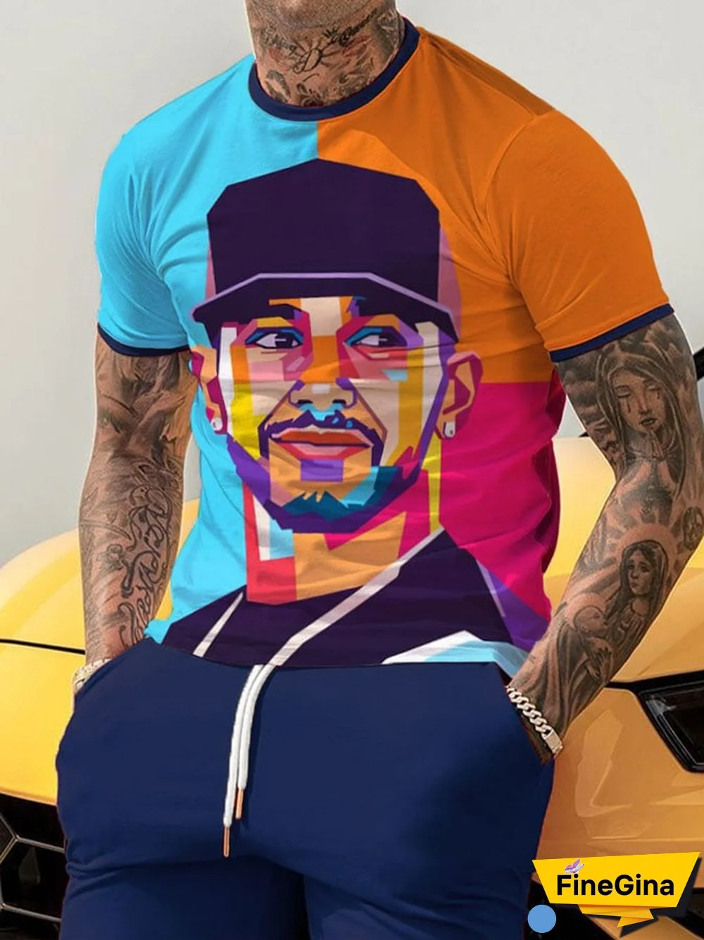 Men's Racing Driver Print Short Sleeve T-Shirt
