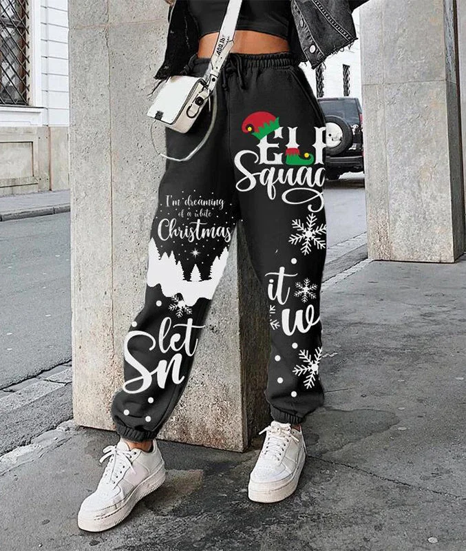 Christmas  printed loose fit gym harem pants