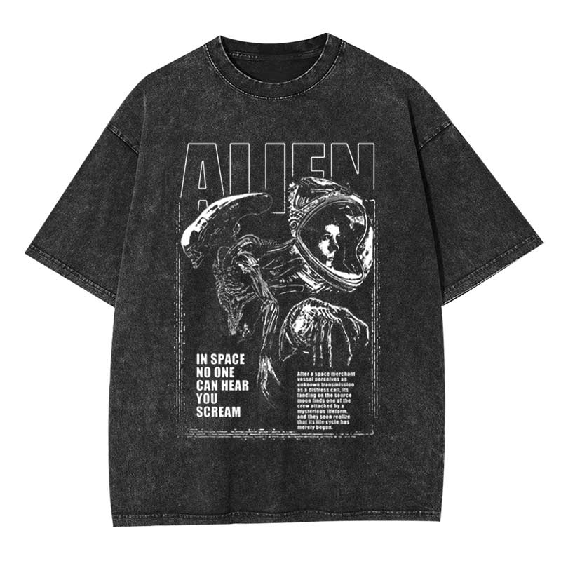 Alien Space Blk Washed T-shirt