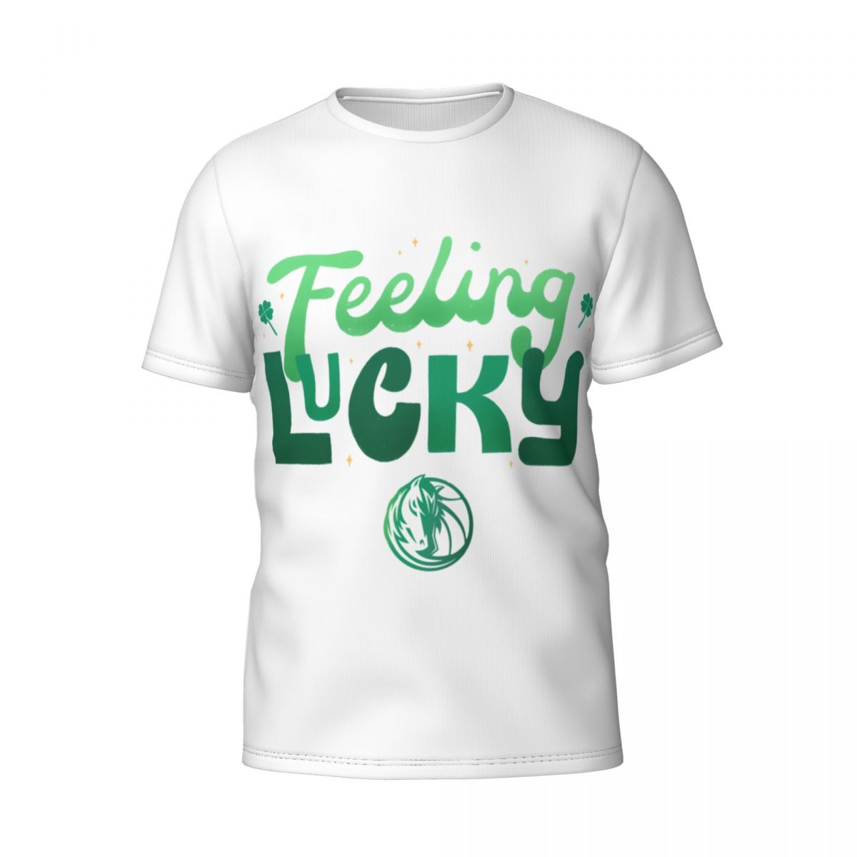 Dallas Mavericks Feeling Lucky St. Patrick's Day White Short-Sleeve Men's T-Shirt