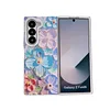 Oil painting flowers blue light rhinestones for Samsung Z Fold mobile phone case