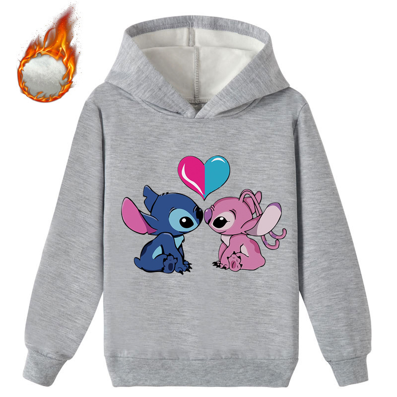 Mayoulove Stitch Fleece Hoodie - Soft and Warm Children's Sweatshirt for Disney Fans of All Ages-Mayoulove