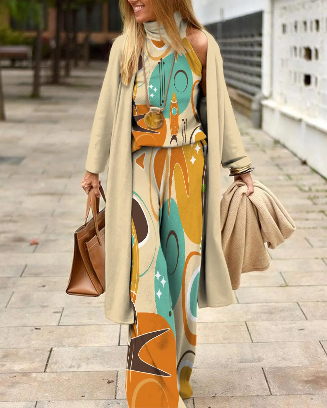 Herringbone Sweater Three-Piece Suit 4fce