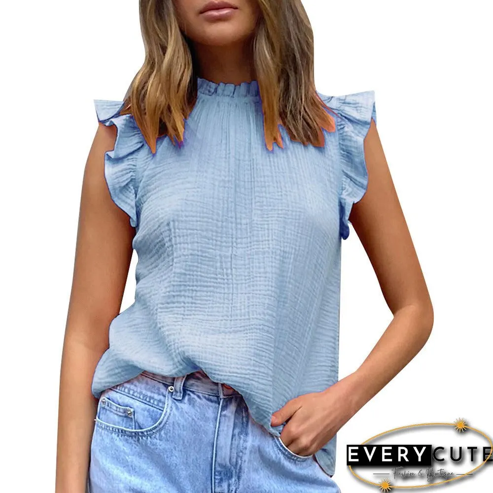 Cap Sleeve Crew Neck Casual Top