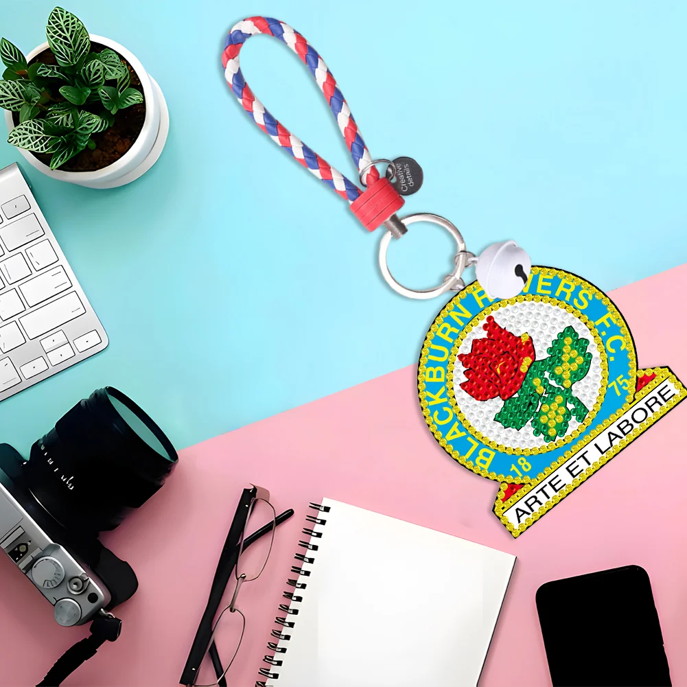 5D DIY Blackburn Rovers FC Double Sided Full Drill Keyring Diamond Keychains Pendant