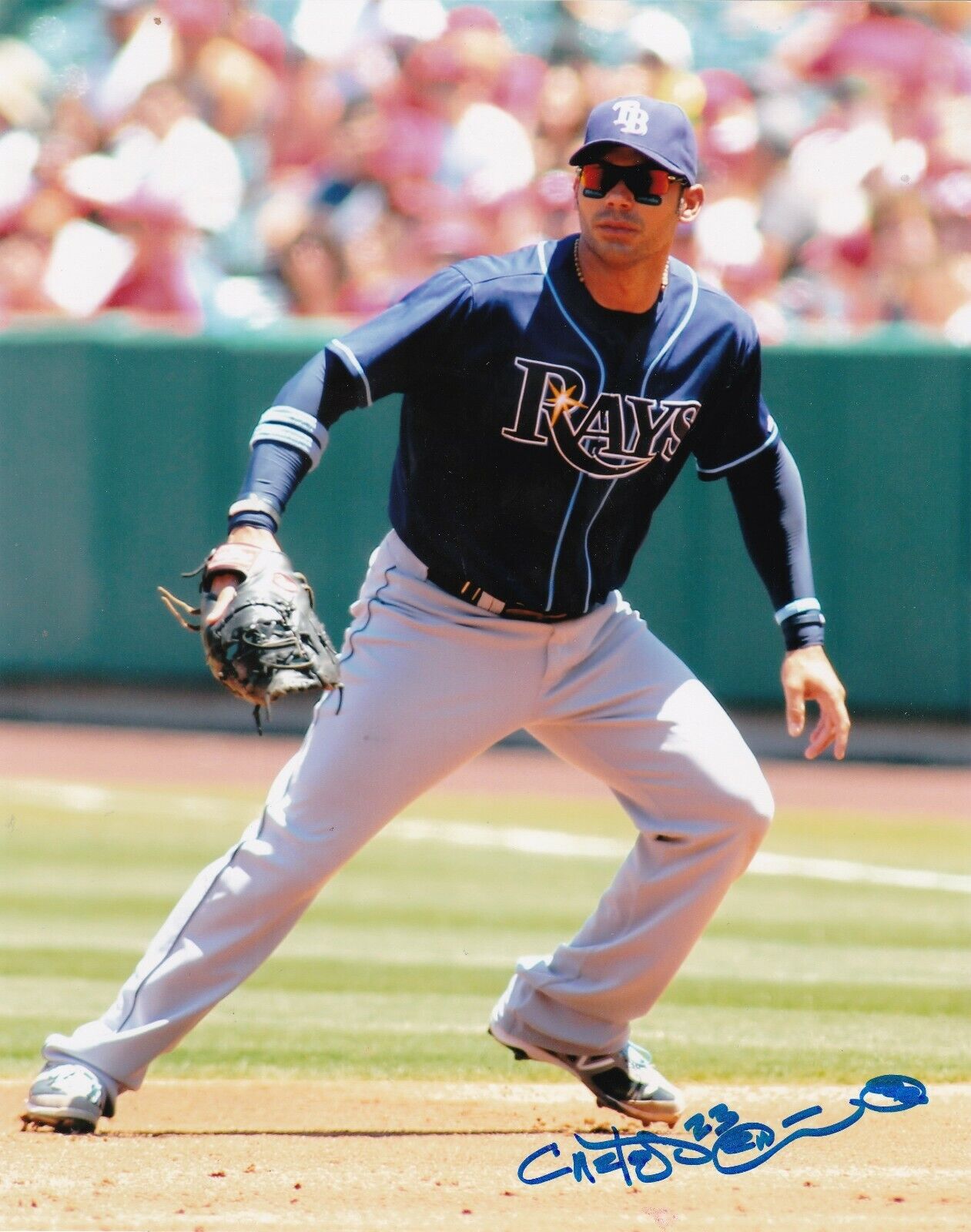 CARLOS PENA TAMPA RAYS ACTION SIGNED 8x10