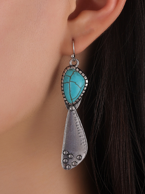 Vintage Bohemian Turquoise Decor Irregular Shape Western Ethnic Earring