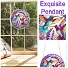 (25cm)DIY Acrylic Jigsaw Puzzle Window Hanging with Hanging Chain DIY Stained Glass Decoration Round Window Puzzle Decor for DIY Craft Project (Stained Glass Hummingbirds)