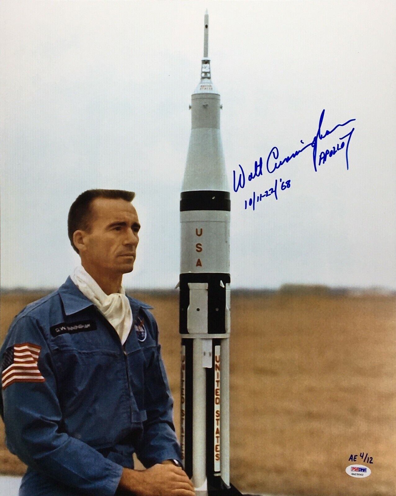 Walt Cunningham Signed 'Apollo 7' 16x20 Photo Poster painting *Astronaut PSA 4A23062