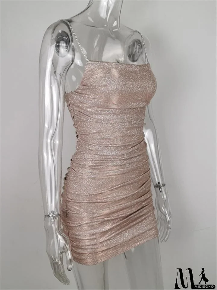 MidiSono - Stylish Casual Shiny Design Sexy Slim Mini Slip Dress