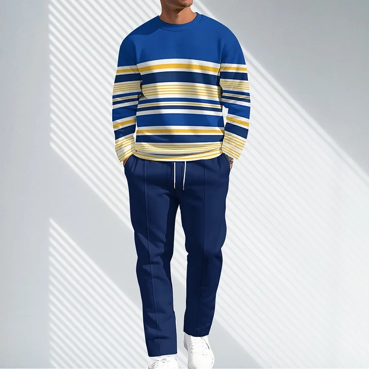 Men Causal Printed Hoodied and Pants Suit