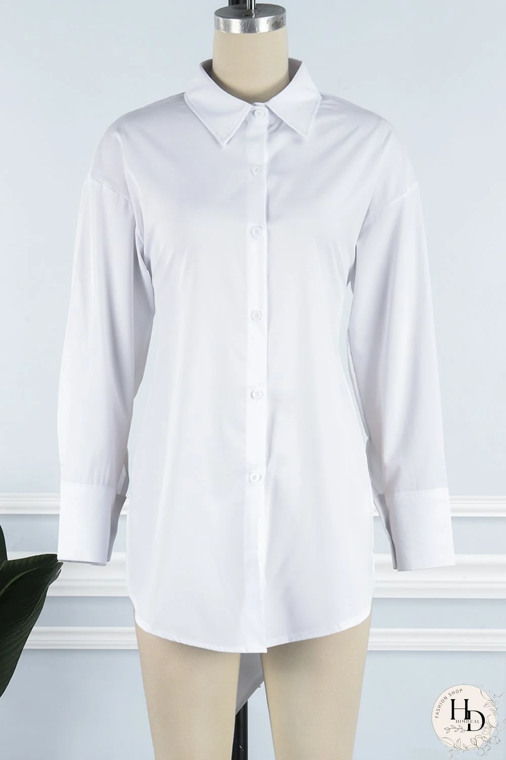 Black Casual Solid Frenulum Backless Asymmetrical Shirt Collar Tops