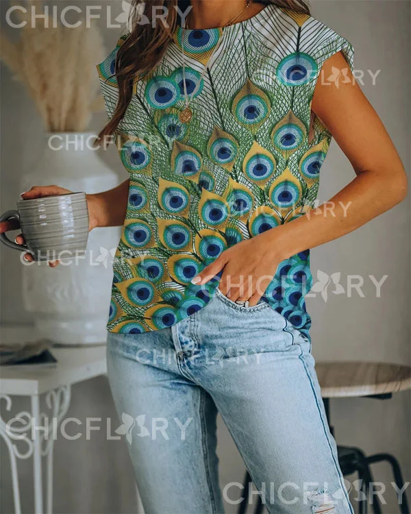 Peacock Crew Neck Top