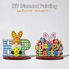 2pcs/set DIY Special Shape Diamond Painting Easter Bunny Egg Wooden Desk Ornament Craft Decor Kit