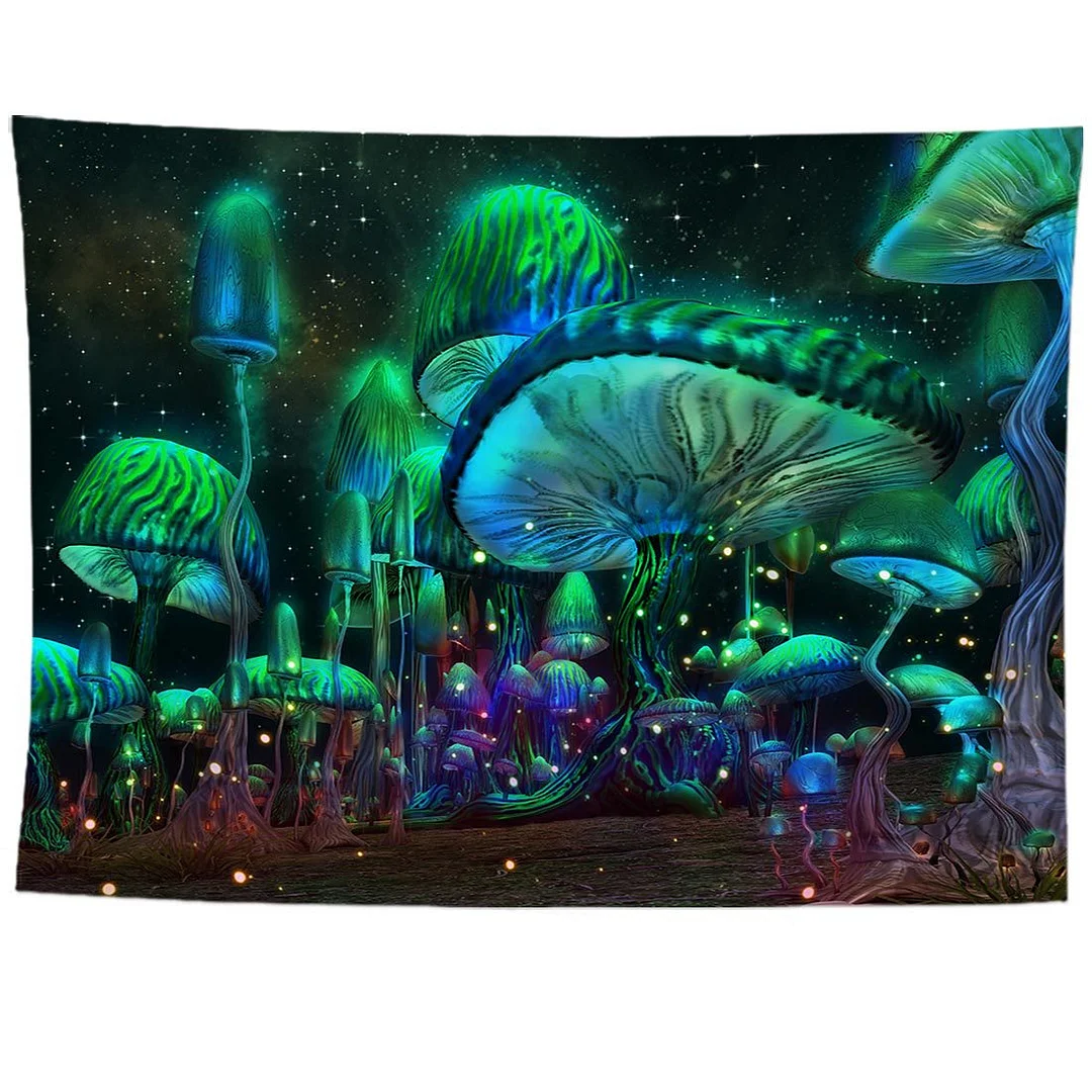 Psychedelic Mushroom Wall Hanging Boho Decor Wall Tapestry  Waves Hippie Wall Hanging Galaxy for Bedroom Living Room Decor 95X73