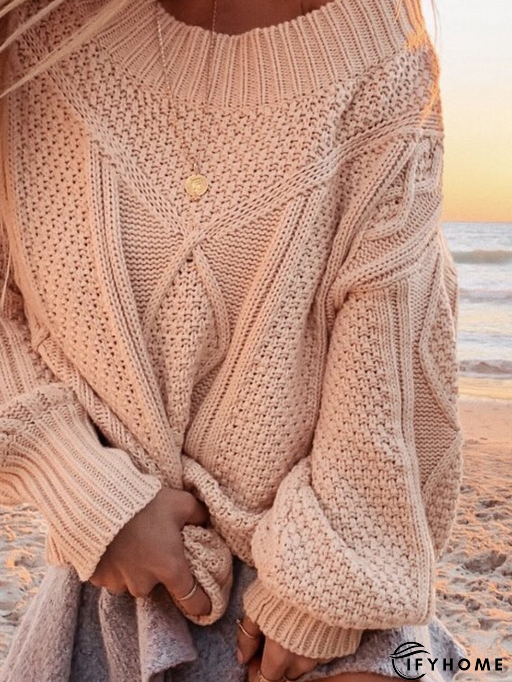 Long Sleeve Solid Casual Tunic Sweater Knit Jumper | IFYHOME