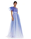 Glitter Ombre Ruffled One Shoulder Ballgown