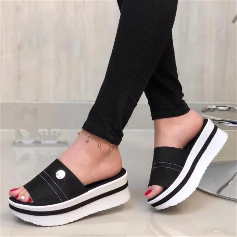 2021 New Women's Slippers Wedges Platform Sandals Summer Casual Open Toe Flip Flops Women Light Comfortable Slippers Woman Shoes