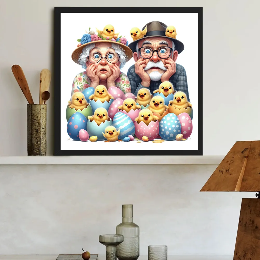 Diamond Painting - Full Round Drill - Easter Old Couple(Canvas|30*30cm)