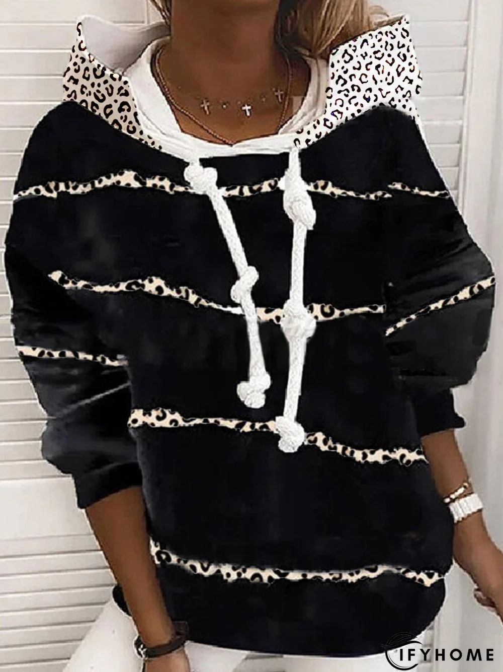 Casual Long Sleeve Leopard Sweatshirt | IFYHOME