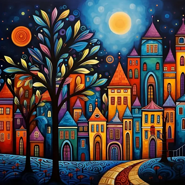 Colorful House - Full Round - Diamond Painting(30*30cm)