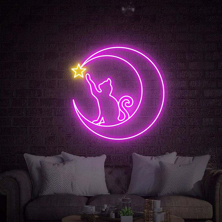 Anime Sailor Moon Luna Cat Bedroom Game Room Living Room Wall Decor Art LED Neon Sign Graduation gifts Neon Sign