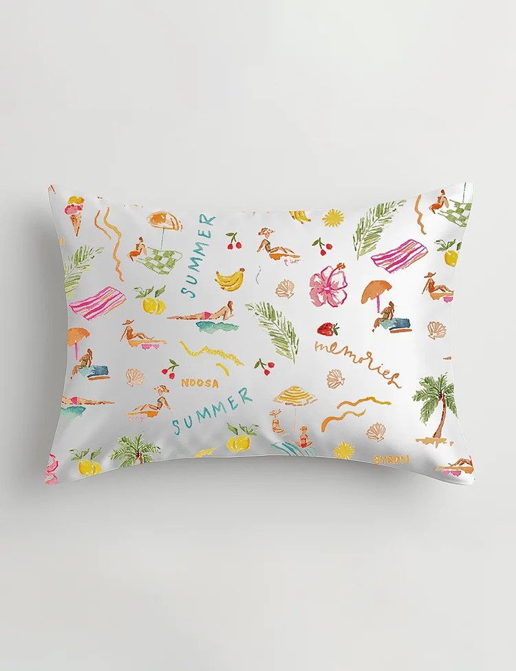 Summer Memories Fruity Cocktails Tropical Trees Sandy Beaches Satin Pillowcase