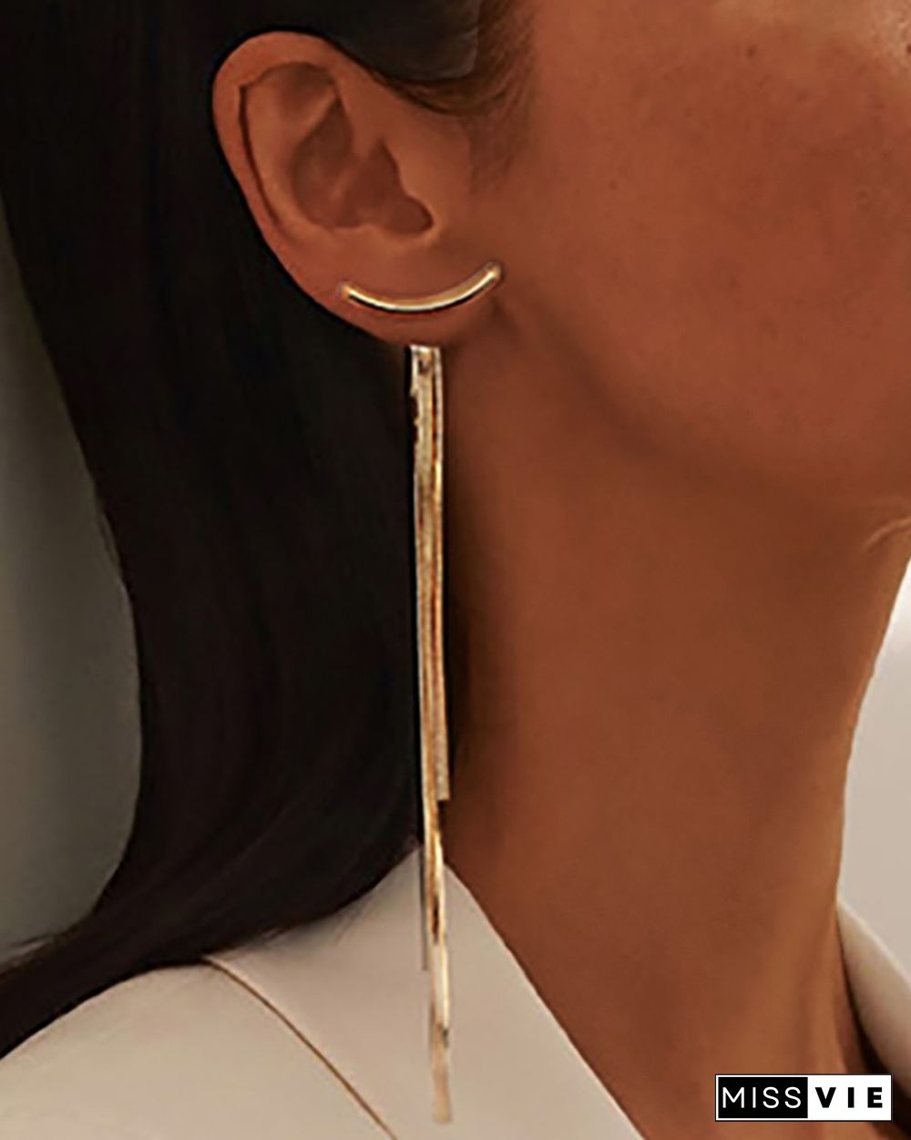 1Pair Minimalism Tassel Design Earrings