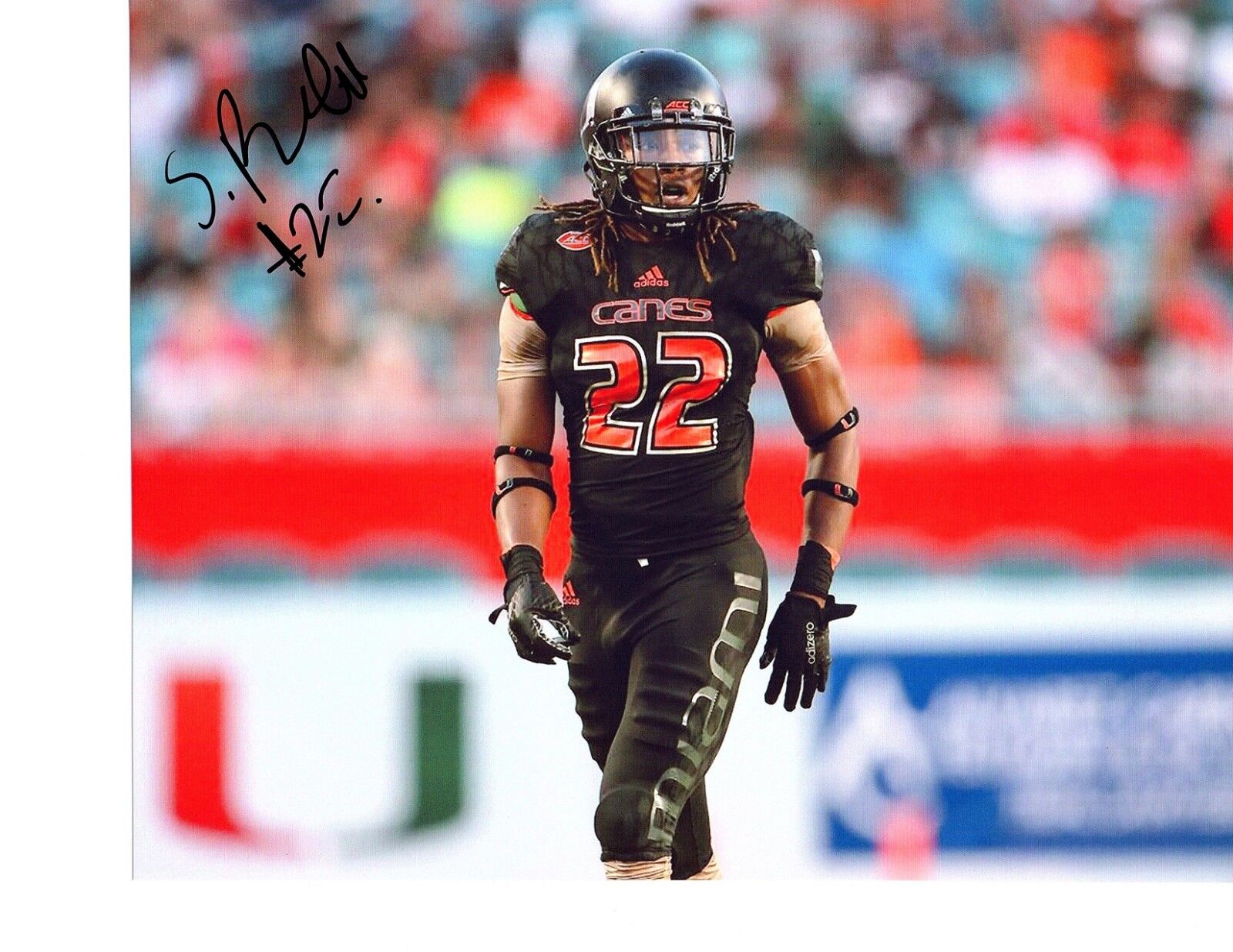 Sheldrick Redwine Miami Hurricanes Signed autographed 8x10 football Photo Poster painting TheU h