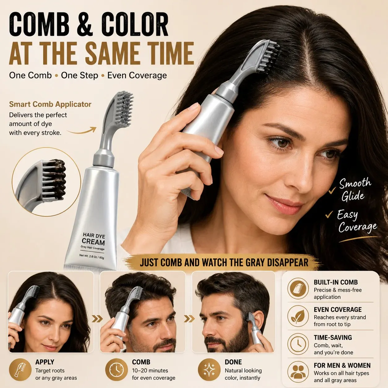 Comb applicator hair dye system