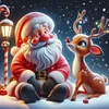 Diamond Painting-5D Full Round Drill Santa Claus & Elk(40*40 CM)
